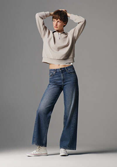 Image de 970 Berry Pantalon Wide Leg High Rise En Jean Regular Fit Femme