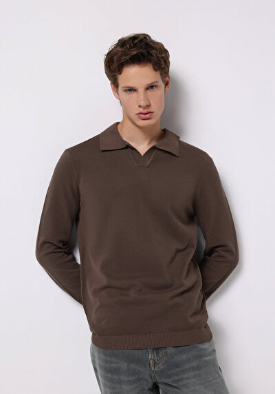 Image de Pull Marron Regular Fit Manches Longues  Homme