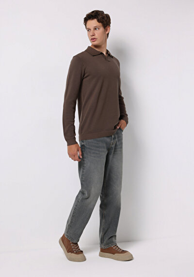 Image de Pull Marron Regular Fit Manches Longues  Homme