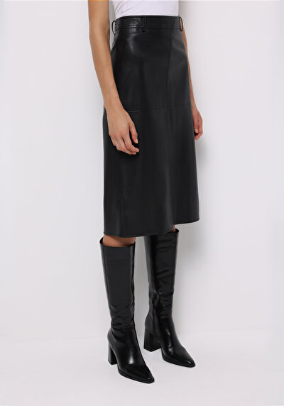Image de Jupe Noir Midi Droit Pu Mdi Femme