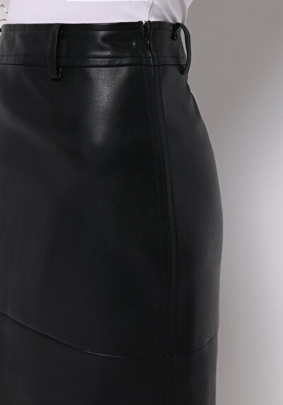 Image de Jupe Noir Midi Droit Pu Mdi Femme