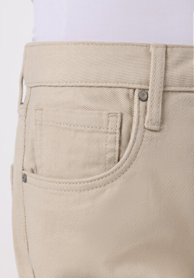 Afficher les détails de Pantalon Beige Wide Leg High Rise En Sergé Berry Fit Femme