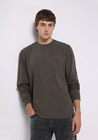 Image de T-shirt À Manches Longues Kaki Comfort Fit  Homme