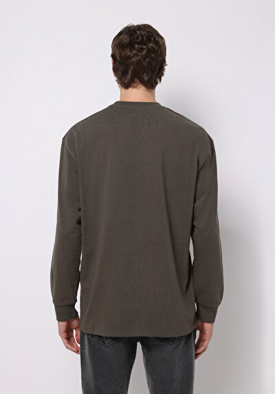 Image de T-shirt À Manches Longues Kaki Comfort Fit  Homme
