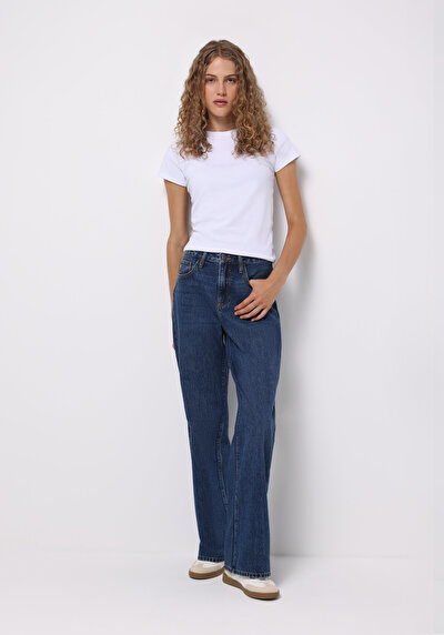 Image de 970 Berry Pantalon Wide Leg High Rise En Jean Regular Fit Femme