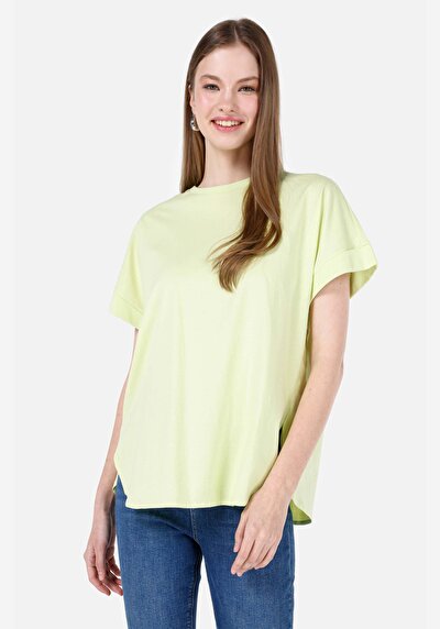 Image de T-shirt À Manches Courtes Vert Regular Fit Droit Femme