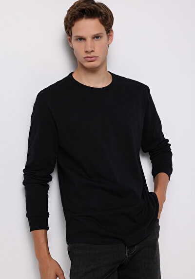 Image de T-shirt À Manches Longues Noir Regular Fit  Homme