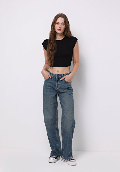 Image de 970 Berry Pantalon  Wide Leg High Rise En Jean Regular Fit Femme