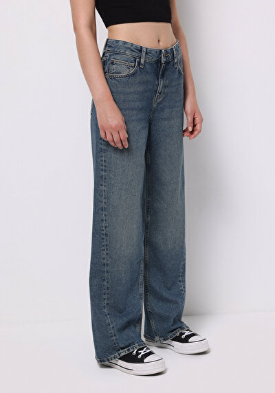 Image de 970 Berry Pantalon Wide Leg High Rise En Jean Regular Fit Femme