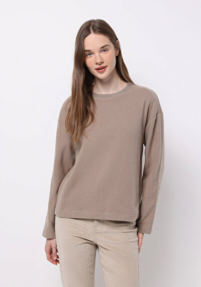 Image de T-shirt Beige Regular Fit Manches Longues Femme