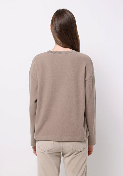 Image de T-shirt Beige Regular Fit Manches Longues Femme