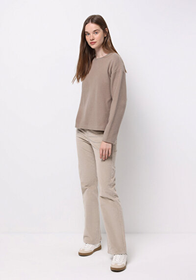 Image de T-shirt Beige Regular Fit Manches Longues Femme