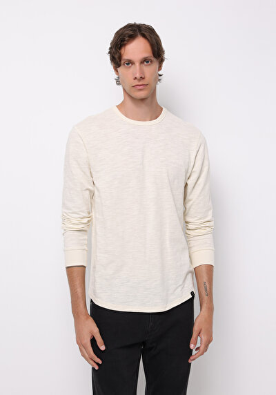 Image de T-shirt À Manches Longues Ecru Regular Fit  Homme