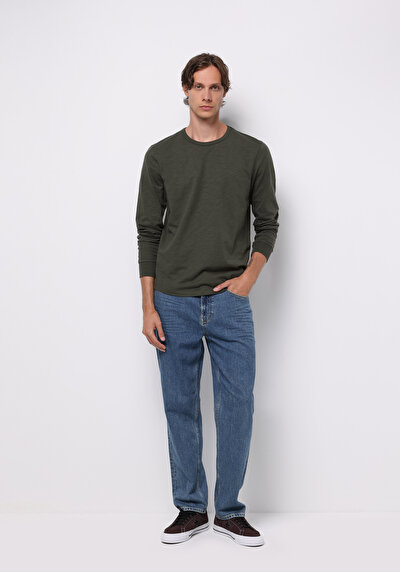 Image de T-shirt À Manches Longues Kaki Regular Fit  Homme