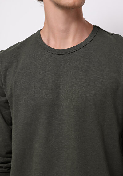 Image de T-shirt À Manches Longues Kaki Regular Fit  Homme