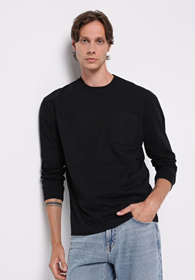 Image de T-shirt À Manches Longues Noir Comfort Fit  Homme