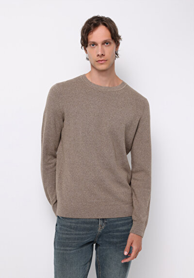 Image de Pull Beige Regular Fit Manches Longues Homme