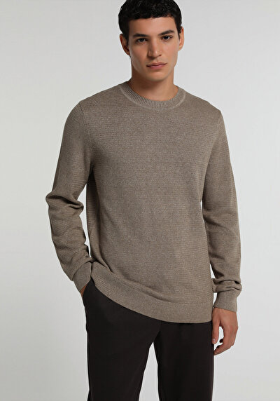 Image de Pull Beige Regular Fit Manches Longues Homme