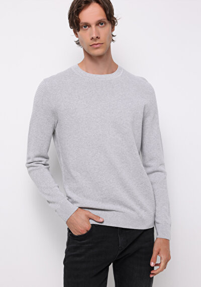 Afficher les détails de Pull Gris Regular Fit Manches Longues  Homme