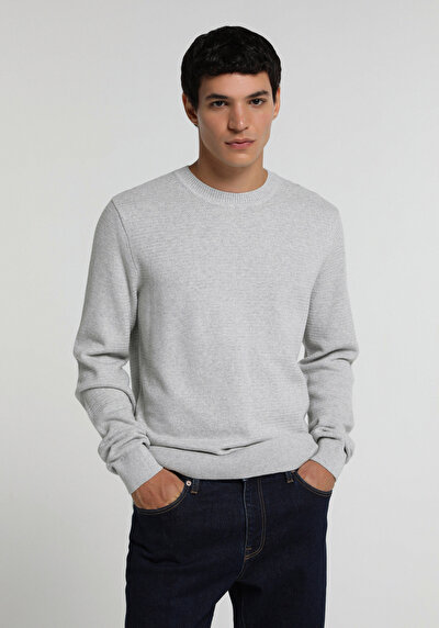 Image de Pull Gris Regular Fit Manches Longues Homme