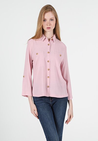 Image de Chemise À Manches Longues Rose Regular Fit   Femme