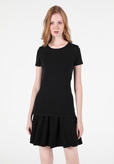 Image de T-shirt À Manches Courtes Noir Slim Fit  Femme