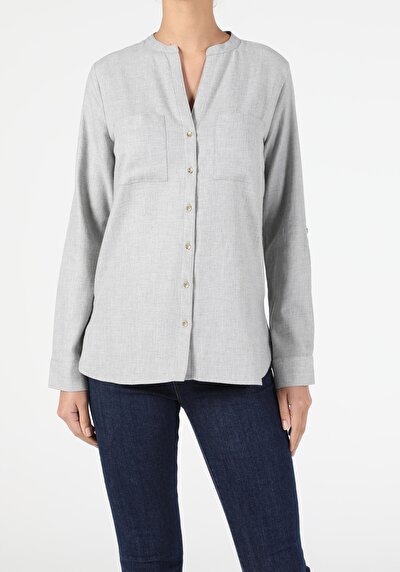 Image de Chemise À Manches Longues Gris Slim Fit   Femme