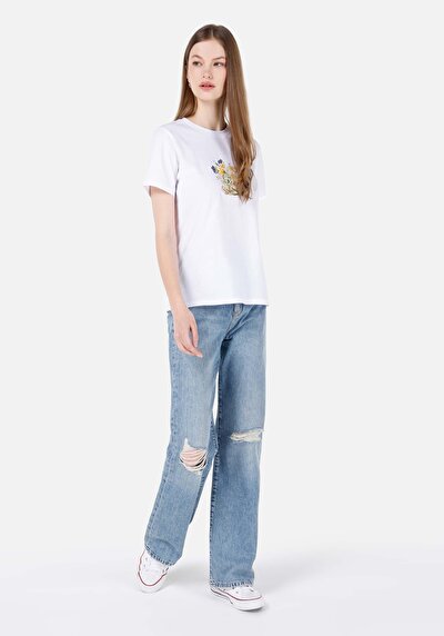Image de T-shirt À Manches Courtes Blanc Regular Fit  Femme