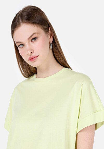 Image de T-shirt À Manches Courtes Vert Regular Fit Droit Femme
