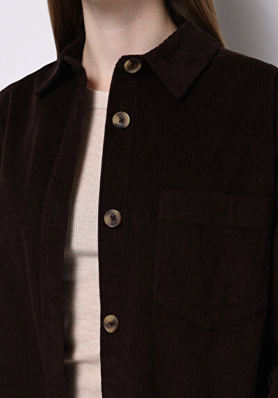 Image de Chemise À Manches Longues Marron Regular Fit Droit Velours Femme