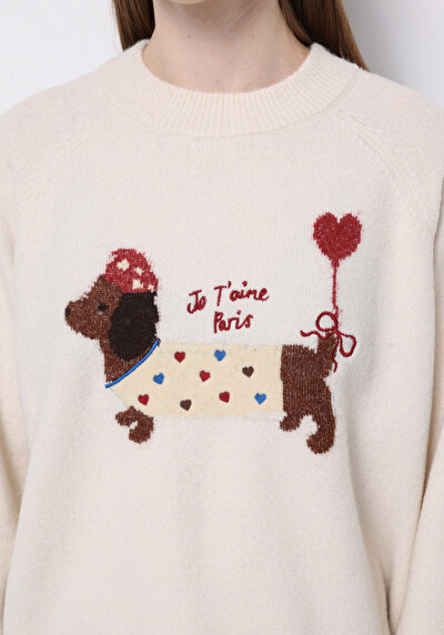 Image de Pull Ecru Relaxed Fit Manches Longues Femme