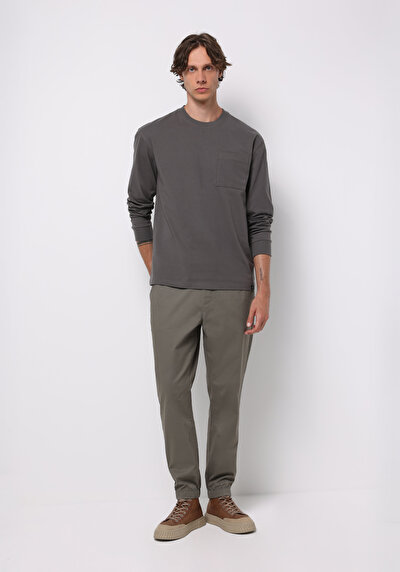 Afficher les détails de T-shirt À Manches Longues Gris Comfort Fit  Homme