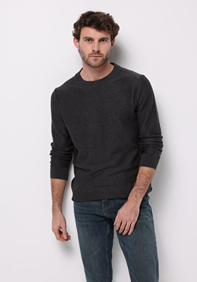 Image de Pull Anthracite Regular Fit Manches Longues  Homme