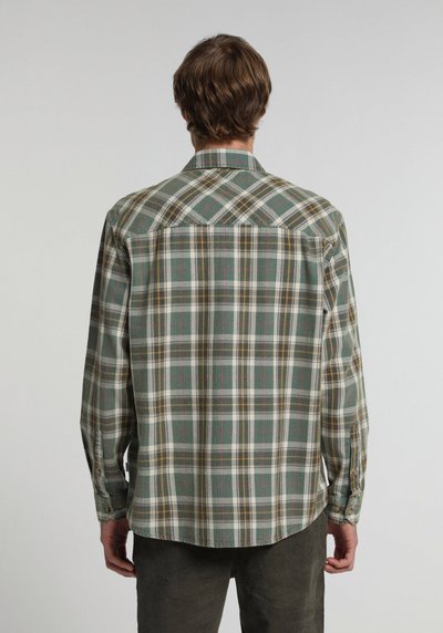 Image de Chemise À Manches Longues Vert Relaxed Fit Plaid Flanelle Homme