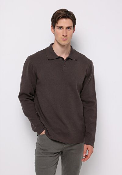 Image de Pull Marron Regular Fit Manches Longues Homme