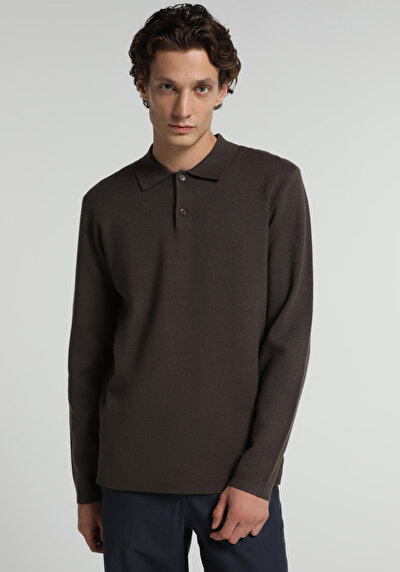 Image de Pull Marron Regular Fit Manches Longues Homme