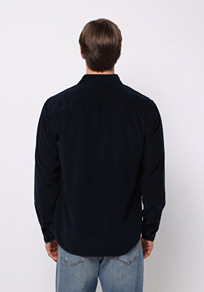Image de Chemise À Manches Longues Marine Regular Fit Droit Gabardine Homme