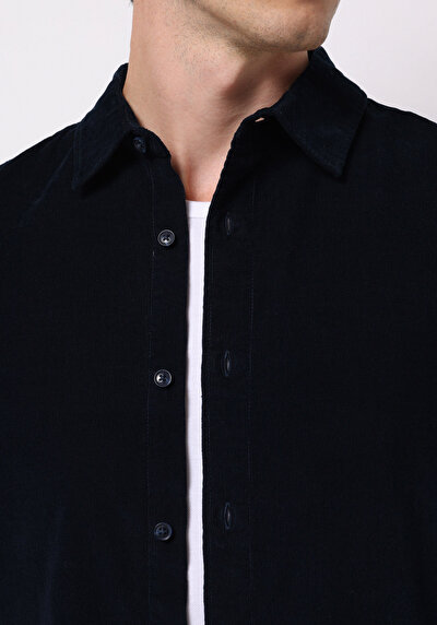 Image de Chemise À Manches Longues Marine Regular Fit Droit Gabardine Homme
