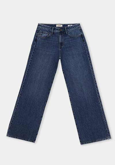 Afficher les détails de 970 Berry Pantalon  Wide Leg High Rise En Jean Regular Fit Femme