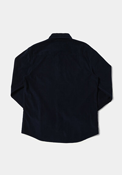 Afficher les détails de Chemise À Manches Longues Marine Regular Fit Droit Gabardine Homme