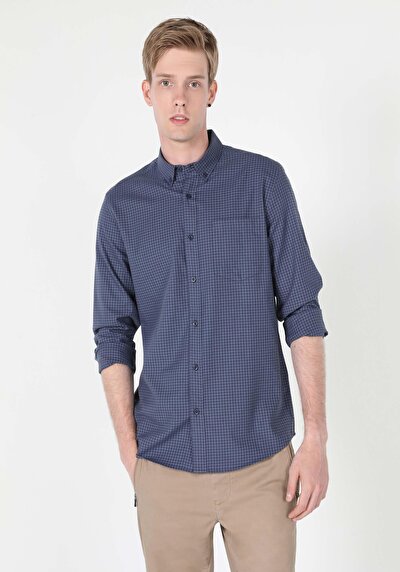 Image de Chemise À Manches Longues Bleu Regular Fit   Homme