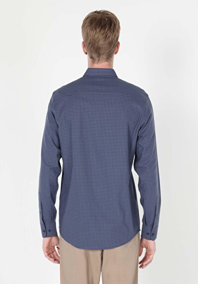 Image de Chemise À Manches Longues Bleu Regular Fit   Homme
