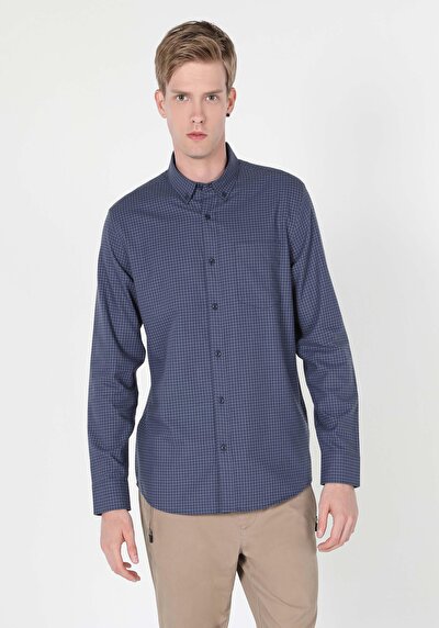 Image de Chemise À Manches Longues Bleu Regular Fit   Homme