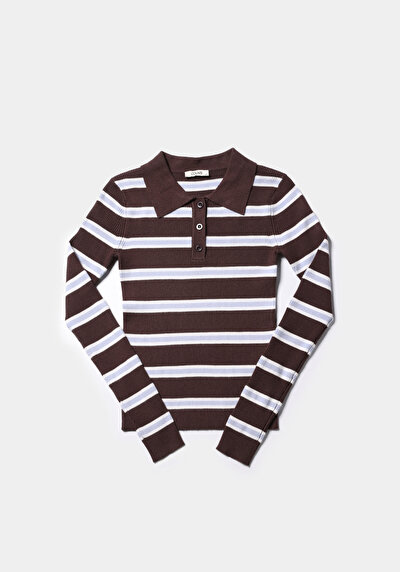 Image de Pull Marron Slim Fit Manches Longues  Femme