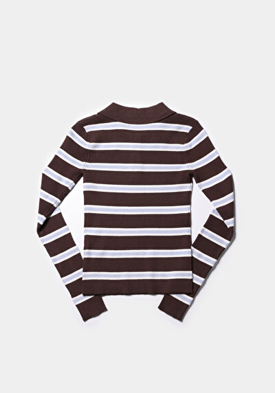 Afficher les détails de Pull Marron Slim Fit Manches Longues  Femme