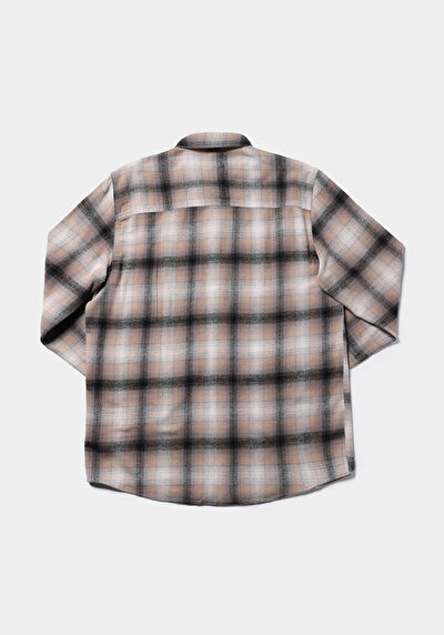 Afficher les détails de Chemise À Manches Longues Beige Comfort Fit Plaid Sergé Homme