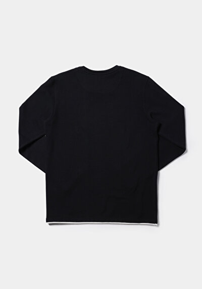 Afficher les détails de T-shirt À Manches Longues Noir Regular Fit  Homme