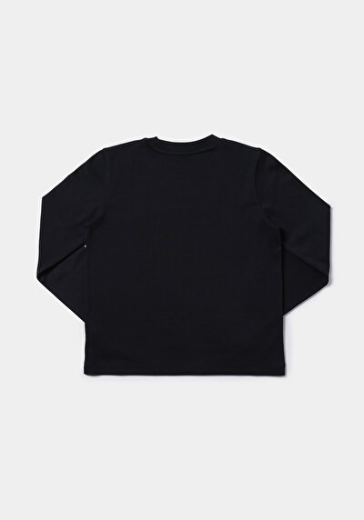 Afficher les détails de T-shirt À Manches Longues Noir Regular Fit  Femme