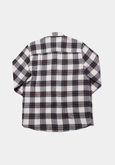 Afficher les détails de Chemise À Manches Longues Bordeaux Comfort Fit Plaid Sergé Homme
