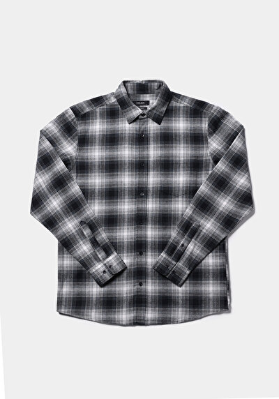 Image de Chemise À Manches Longues Marine Regular Fit Plaid Sergé Homme